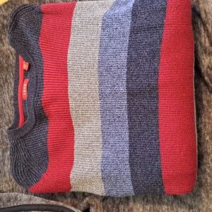 Mens Izod large sweater. Striped assorted colors. Excellent condition.